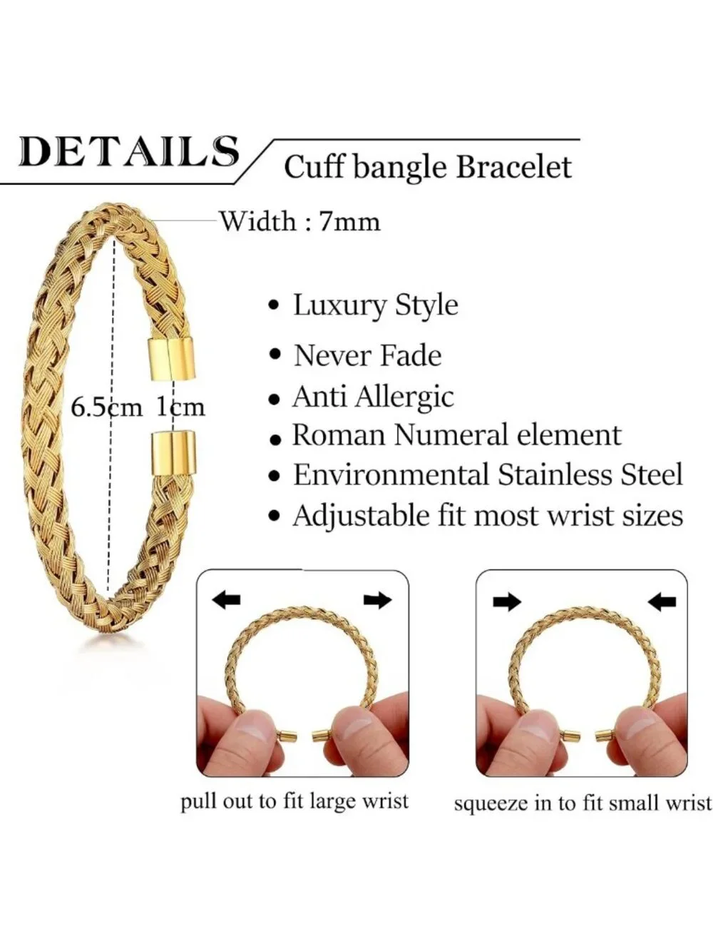 3PCS Men's Luxury Stainless Steel Bracelets Set - Gold Roman Numeral & Twisted